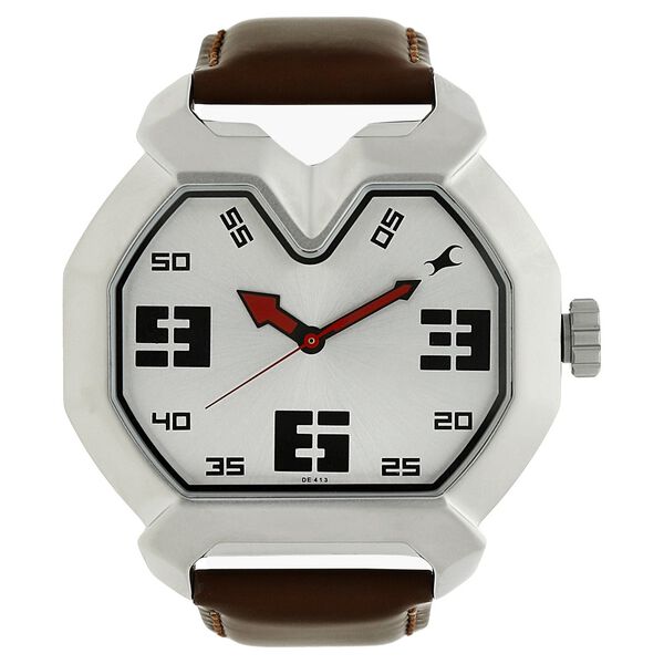 Fastrack Quartz Analog Silver Dial Leather Strap Watch for Guys - image number 0