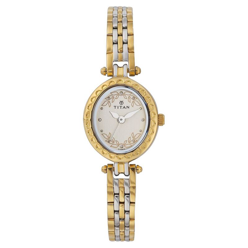 Titan Quartz Analog Champagne Dial Watch for Women