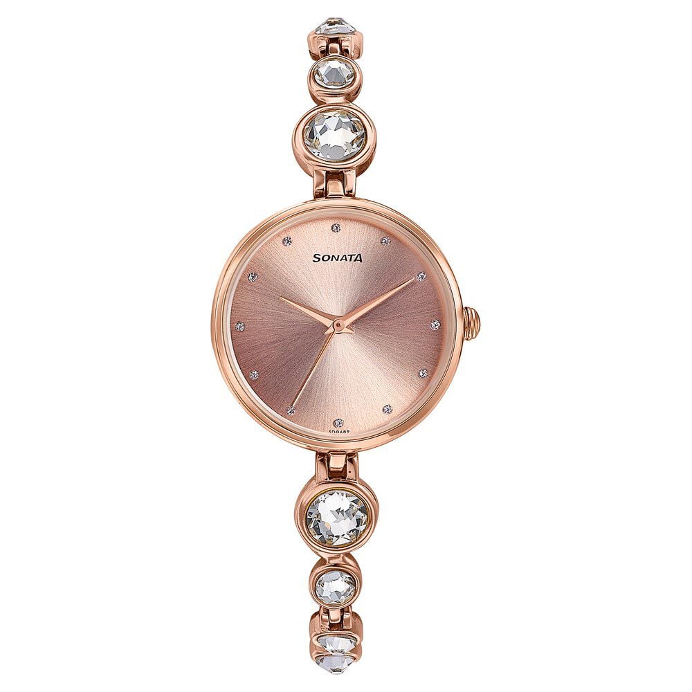 Sonata Aria Timeless Treasures Quartz Analog Rose Gold Dial Bi Metal Strap Watch For Women-image-3