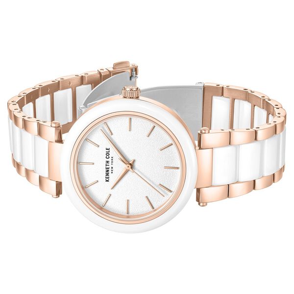 Kenneth Cole Quartz Analog White Dial White Stainless Steel & Ceramic Strap Watch For Women - image number 2
