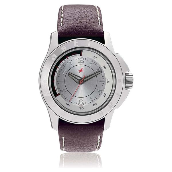 Fastrack Quartz Analog Silver Dial Leather Strap Watch for Guys - image number 0
