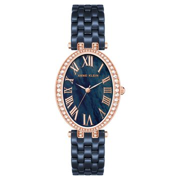 Anne Klein Quartz Analog Blue Dial Rose Gold With Blue Ceramic Strap Watch For Women