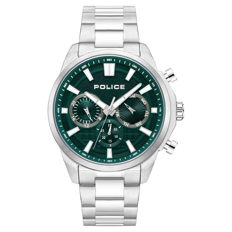 Police Quartz Multifunction Green dial Metal Strap Watch for Men