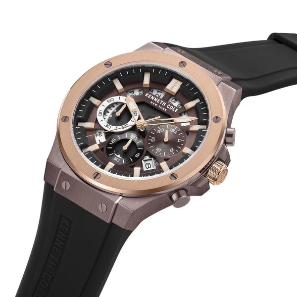 Kenneth Cole Quartz Chronograph Brown Dial Silicone Strap Watch for Men - image number 1