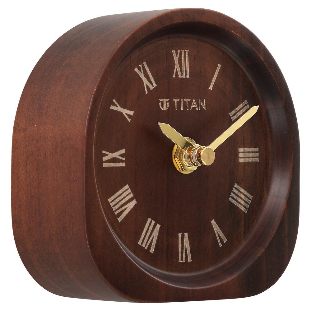 Buy Online Titan Wooden Table Clock Dark Brown Dial with Silent