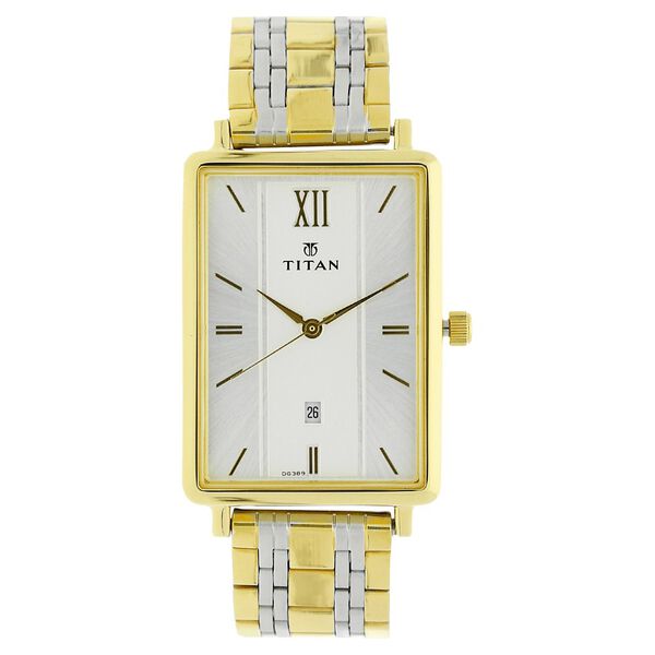Titan Quartz Analog with Date White Dial Stainless Steel Strap Watch for Men - image number 0