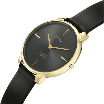 Edge Velora Quartz Analog Black Dial Two Toned Leather Strap Watch For Women