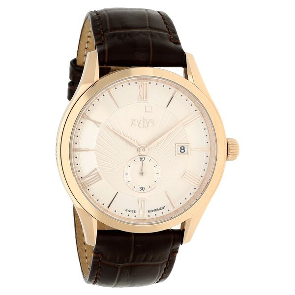 Xylys Swiss Analog with Date Brown Leather Strap Beige Dial Watch For Men - image number 1