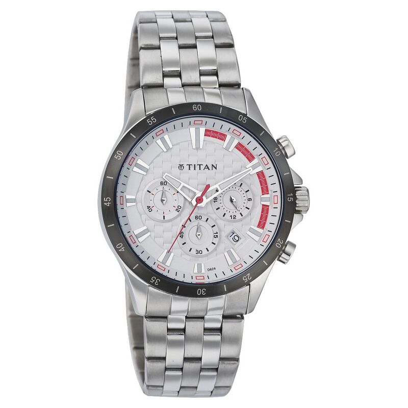 Titan Quartz Analog White Dial Stainless Steel Strap Watch for Men - image number 0
