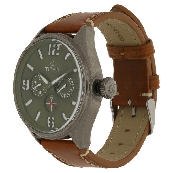 Titan Analog Green Dial Date Leather Strap watch for Men - image number 1