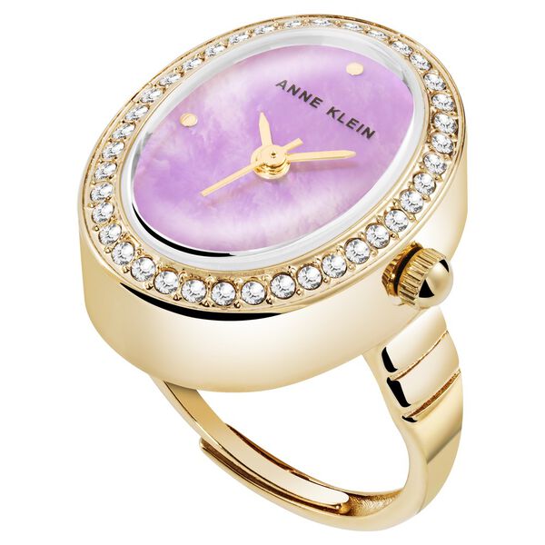 Anne Klein Quartz Analog Purple Dial Golden Metal Ring Watch For Women - image number 0