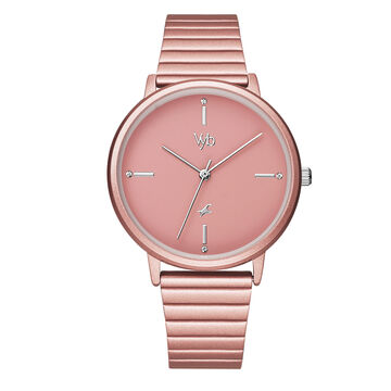 Fastrack Vyb Bliss Quartz Analog Pink Dial Stainless Steel Strap Watch for Girls