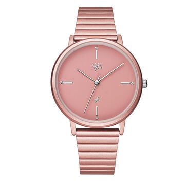 Vyb by Fastrack Quartz Analog Pink Dial Stainless Steel Strap Watch for Girls