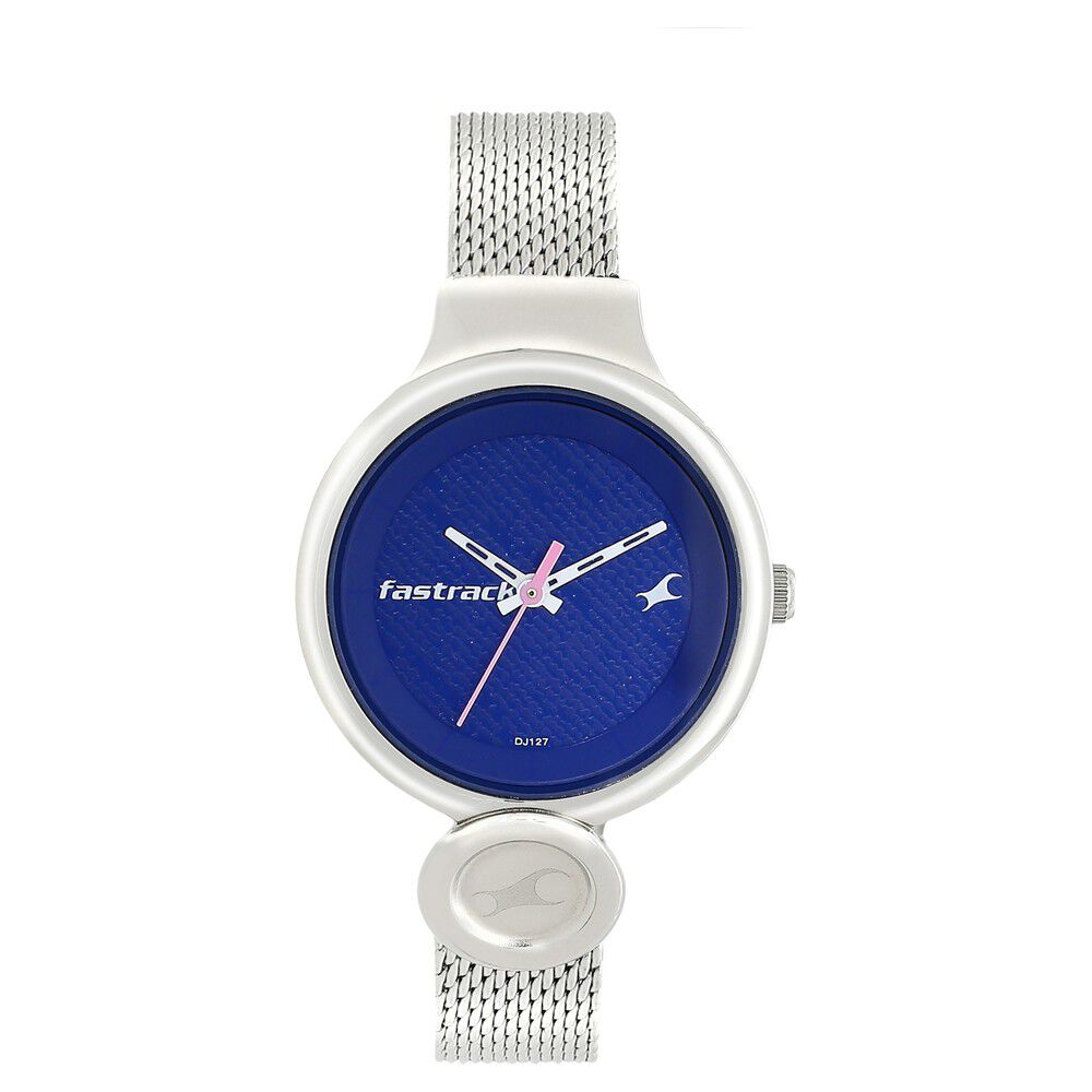 Buy Online Fastrack Denim Quartz Analog Blue Dial Stainless Steel Strap Watch for Girls nn6181sm01 Titan