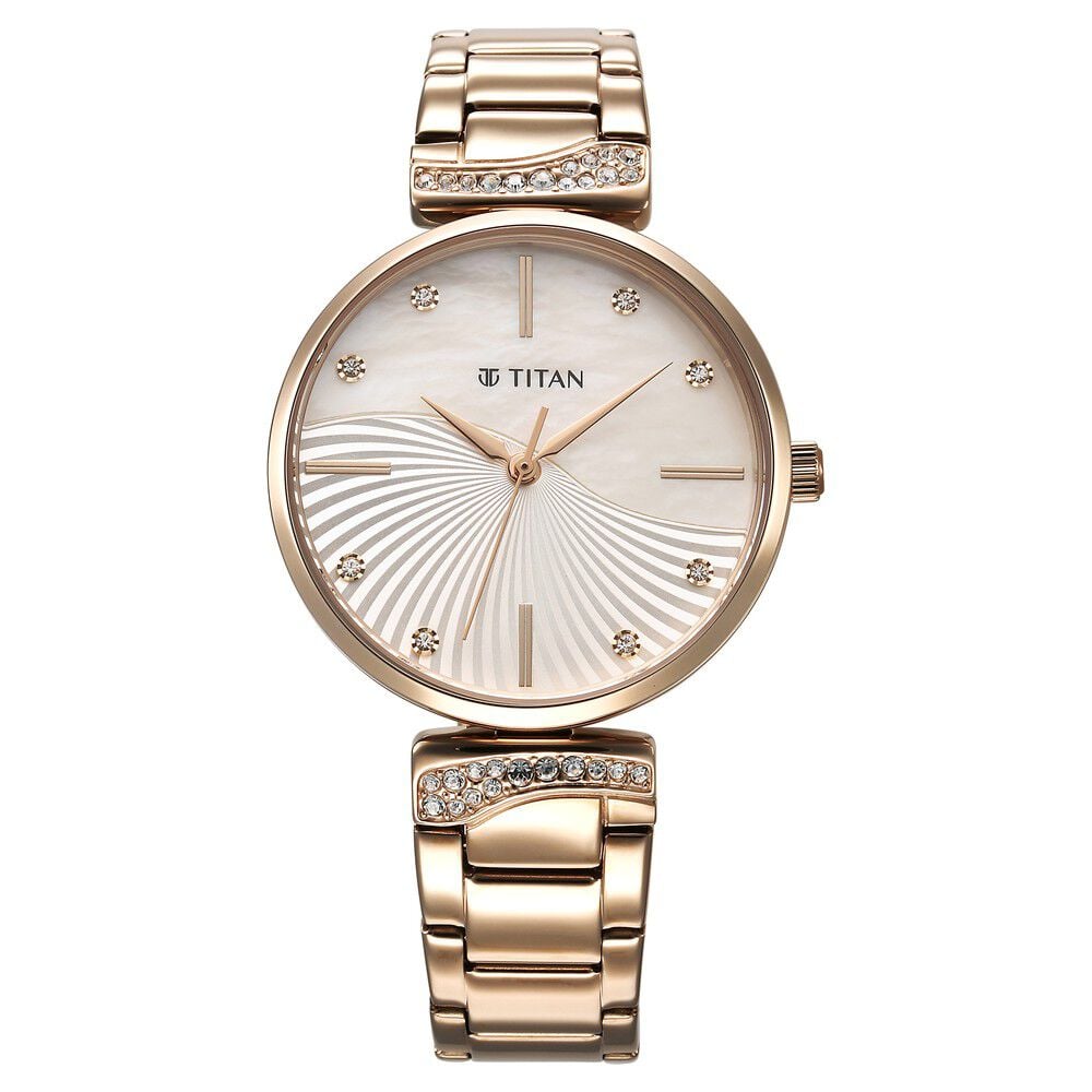 Titan Purple Style Up Quartz Analog Mother Of Pearl Dial Stainless Steel Strap Watch for Women-picture-18