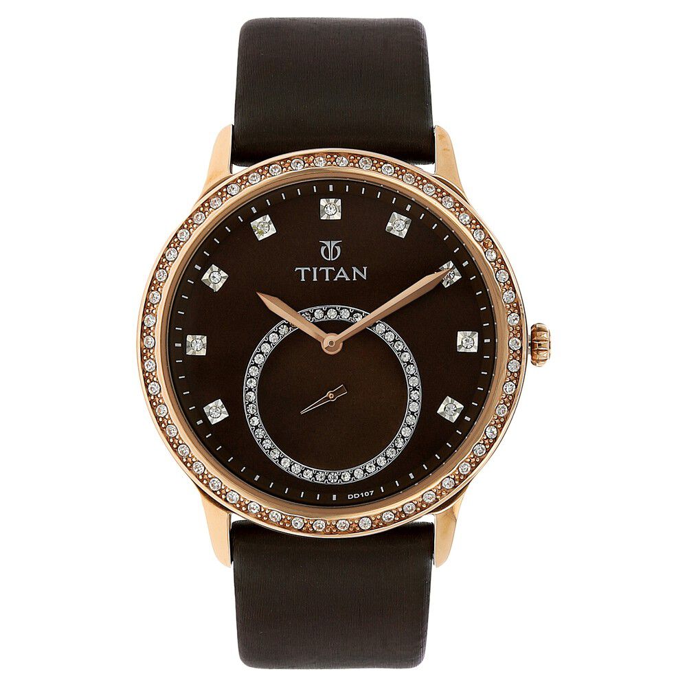 Buy Online Titan Quartz Analog Brown Dial Leather Strap Watch for Women 9957wl02j Titan