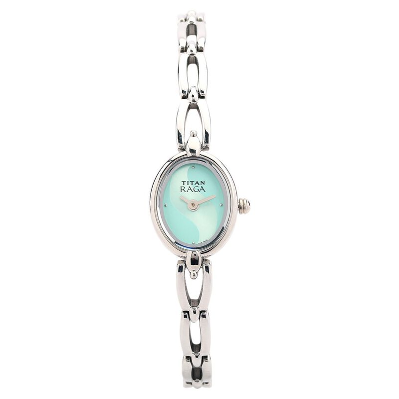 Titan Quartz Analog Blue Dial Metal Strap Watch for Women