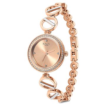 Titan Raga Viva Quartz Analog Rose Gold Dial Two Toned Metal Strap Watch For Women