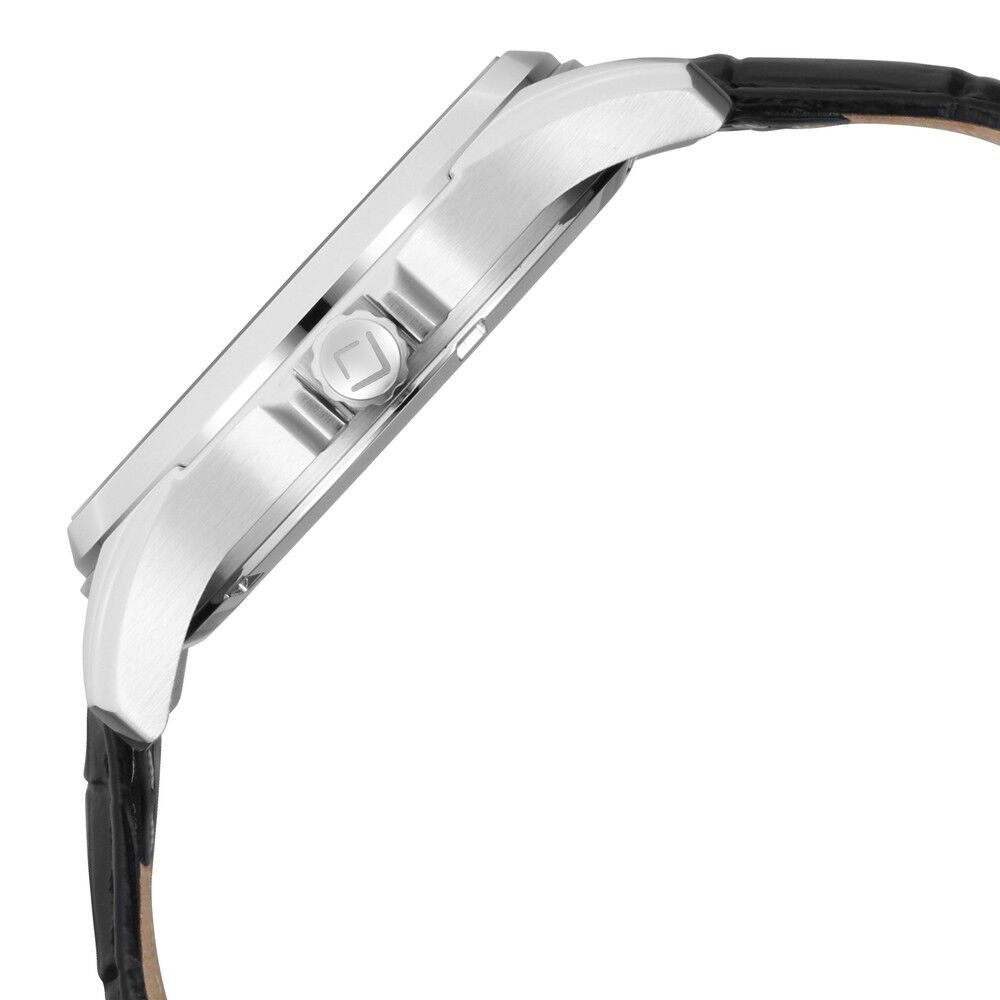 Buy Online Xylys Swiss Multifunction Black Leather Strap Blue Dial