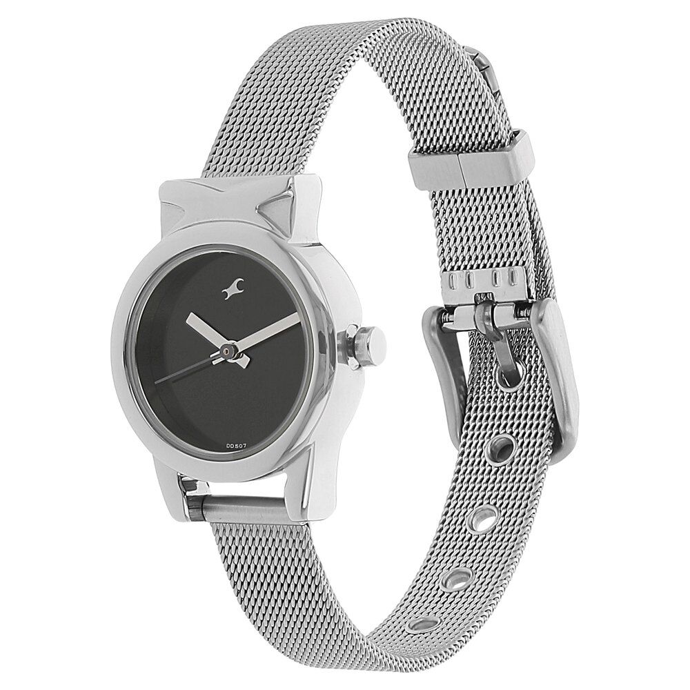 Buy Online Fastrack Quartz Analog Black Dial Metal Strap Watch for