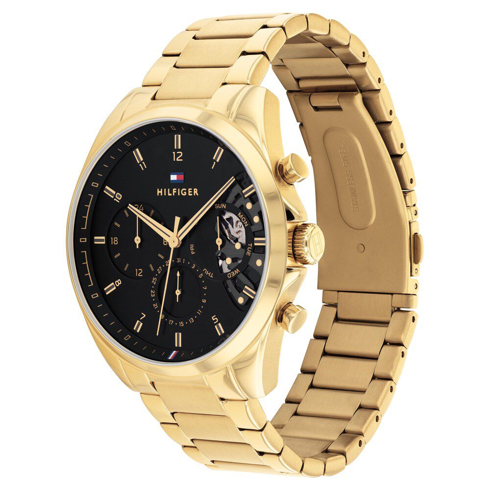 Tommy hilfiger black and gold watch new arrivals