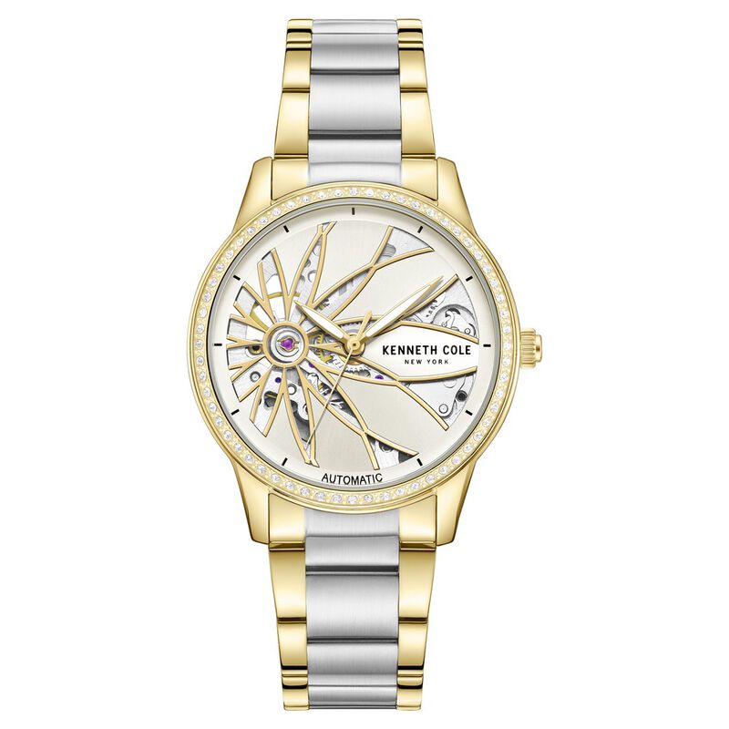 Kenneth Cole Automatic Silver Dial Two Toned Stainless Steel Strap Watch For Women
