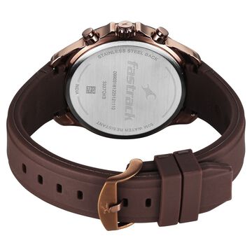 Fastrack Wild Quartz Chronograph Brown Dial Brown Silicone Strap Watch For Guys