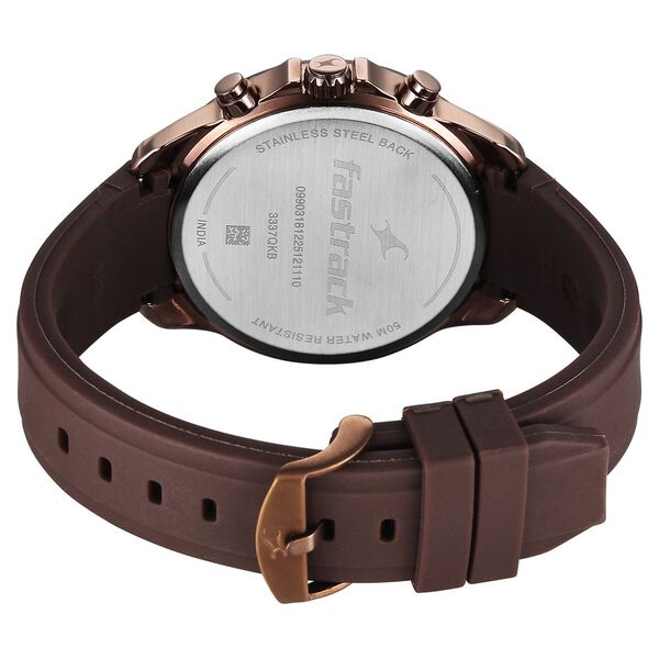 Fastrack Wild Quartz Chronograph Brown Dial Brown Silicone Strap Watch For Guys - image number 7