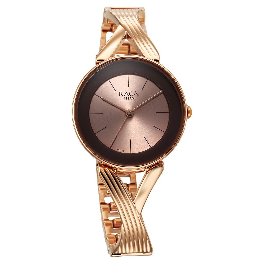 Buy Online Titan Raga Chic Quartz Analog Rose Gold Dial Metal Strap Watch for Women 2698wm01 Titan