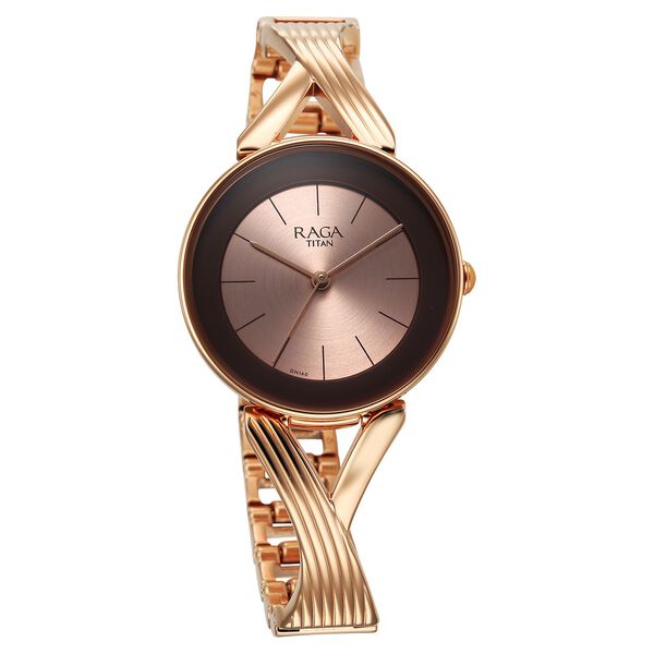Titan Raga Chic Quartz Analog Rose Gold Dial Metal Strap Watch for Women - image number 1