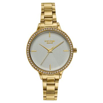 Poze By Sonata Quartz Analog White Dial Golden Stainless Steel Strap Watch For Women