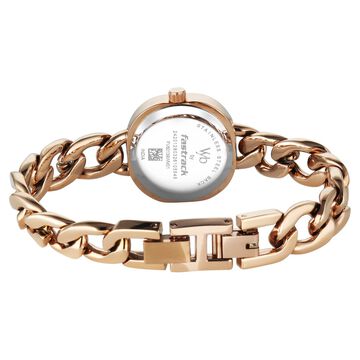Vyb Starlet By Fastrack Quartz Analog Silver Dial Rose Gold Metal Strap Watch For Girls