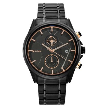 Titan Grandmaster Black Dial Chronograph Stainless Steel Strap watch for Men