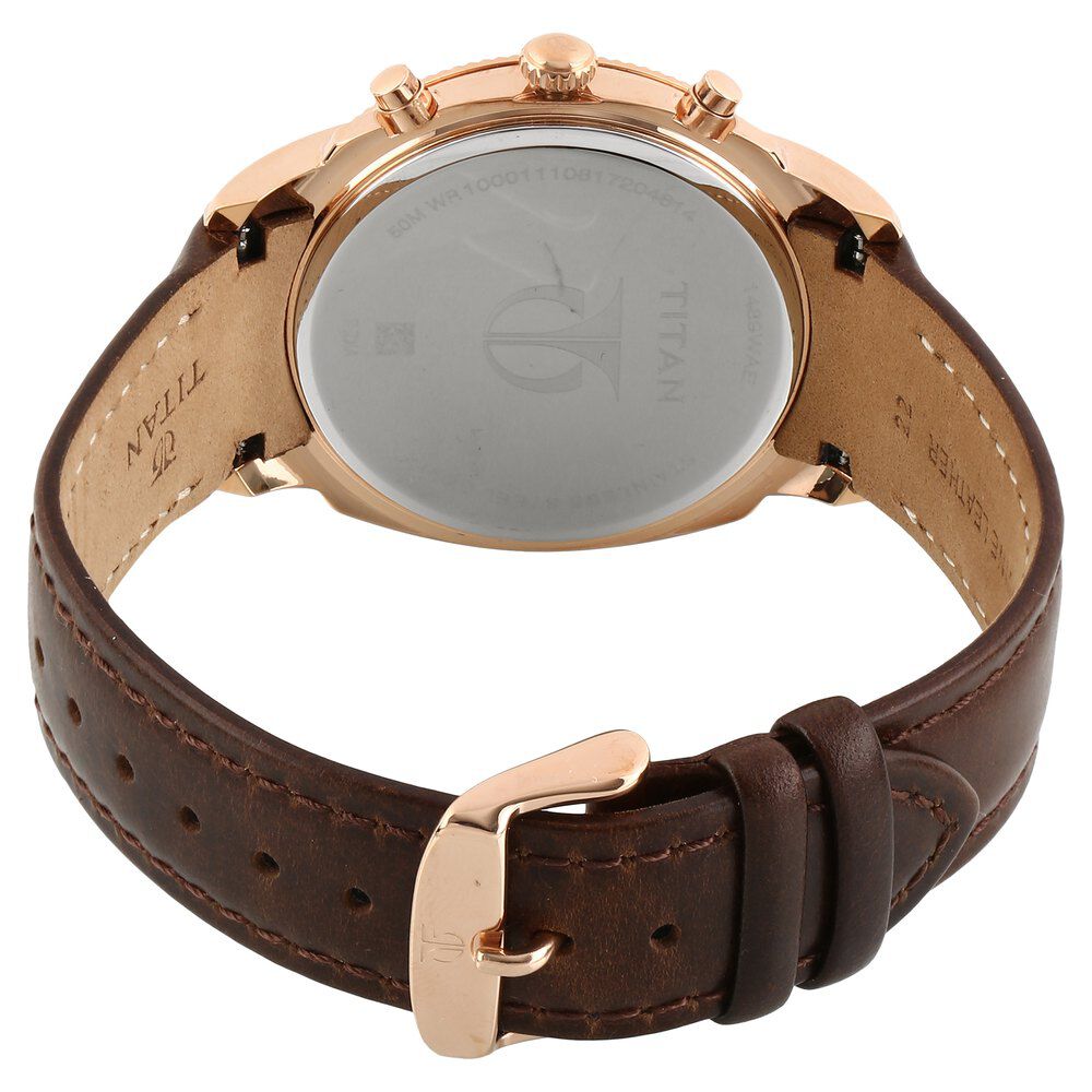 Buy Online Titan Chrono Classic Brown Dial Chronograph Leather