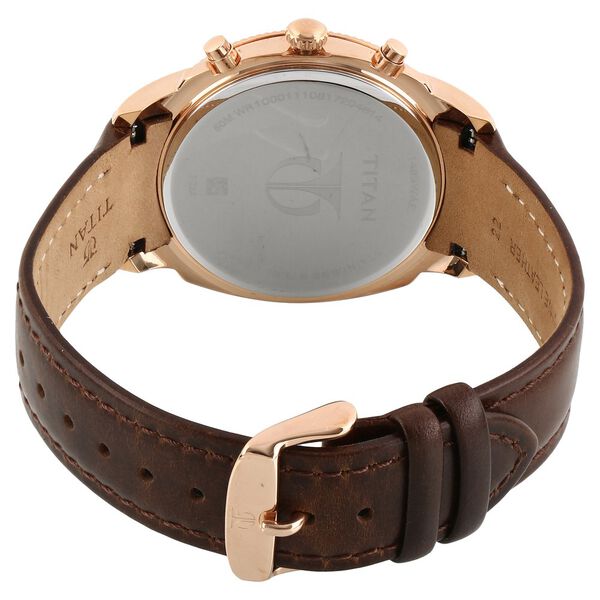 Titan Chrono Classic Brown Dial Chronograph Leather Strap watch for Men - image number 3