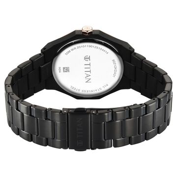 Titan Regalia Dodecagon Quartz Analog with Date Grey Dial Black Stainless Steel Strap Watch For Men