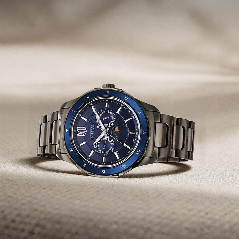 Titan Regalia Premium Blue Dial Stainless Steel Strap Watch for Men