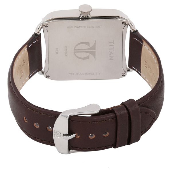 Buy Online Titan Quartz Analog Silver Dial Leather Strap Watch for Men ...