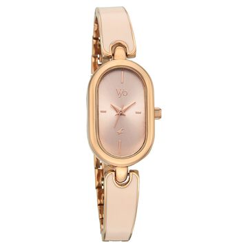 Vyb Diva By Fastrack Quartz Analog Pink Dial Rose Gold Metal With Enamel Fill Strap Watch For Girls