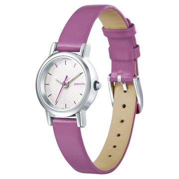 Sonata Splash White Dial Women Watch With Leather Strap