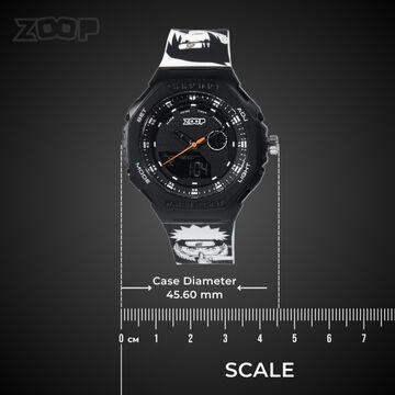 Zoop Naruto Ana-Digi Watch with Black Case and Black and White Multi Color Strap for Kids and Anime lovers, By Titan