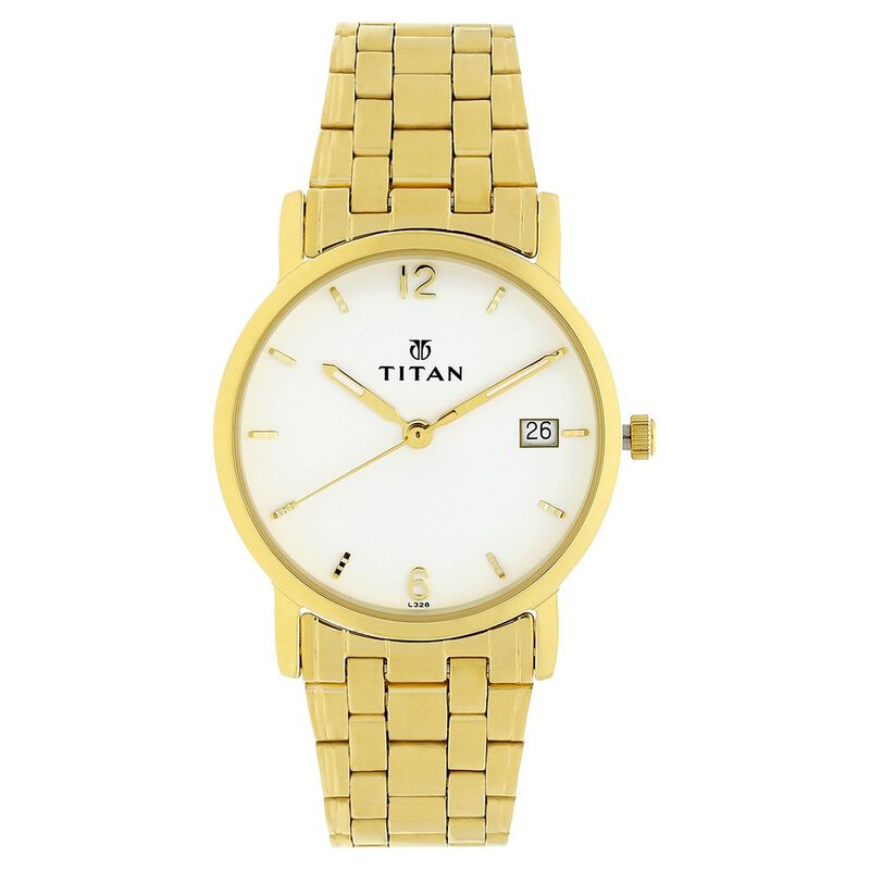 Titan Quartz Analog with Date White Dial Stainless Steel Strap Watch for Men - image number 0