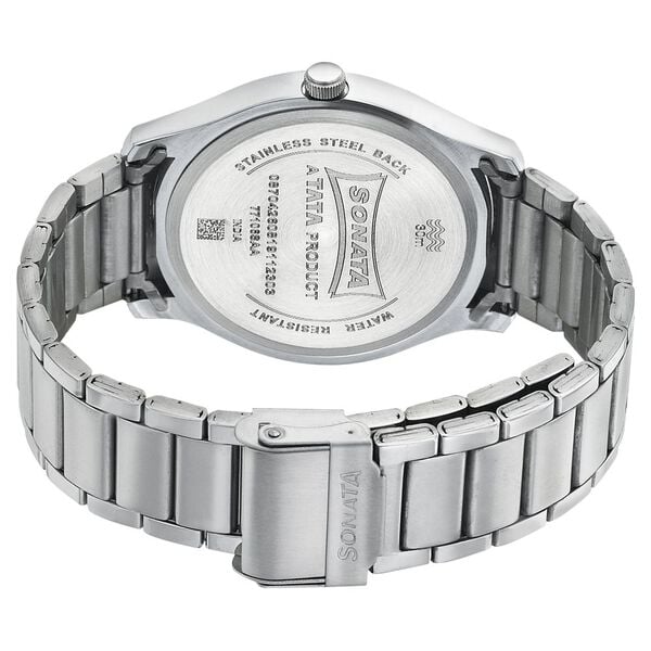 Sonata Quartz Analog Blue Dial Stainless Steel Strap Watch for Men - image number 3