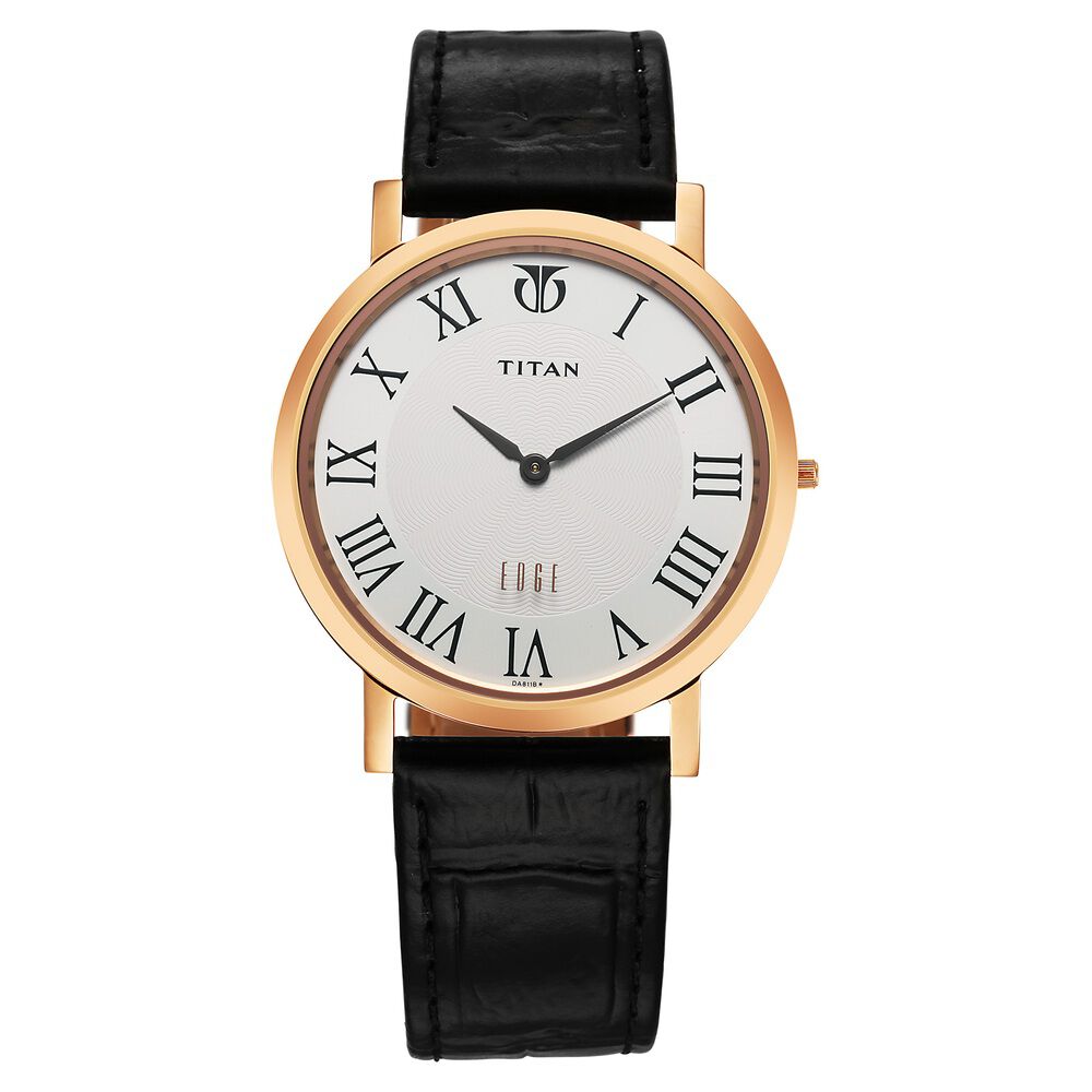Titan Edge Quartz Analog White Dial Black Leather Strap Watch For Men-image-41