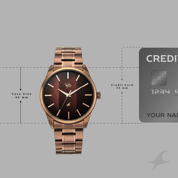 Vyb Drift By Fastrack Quartz Analog Brown Dial Brown Stainless Steel Strap Watch For Guys - image number 3
