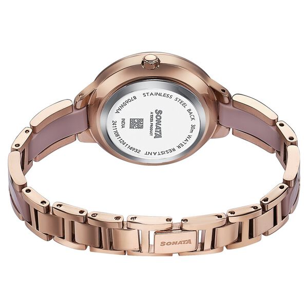Sonata Wedding Edit Quartz Analog Pink Dial Stainless Steel With Acetate Strap Watch For Women - image number 5