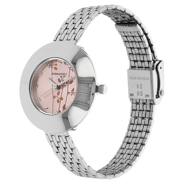 Sonata Quartz Analog Pink Dial Stainless Steel Strap Watch for Women - image number 1