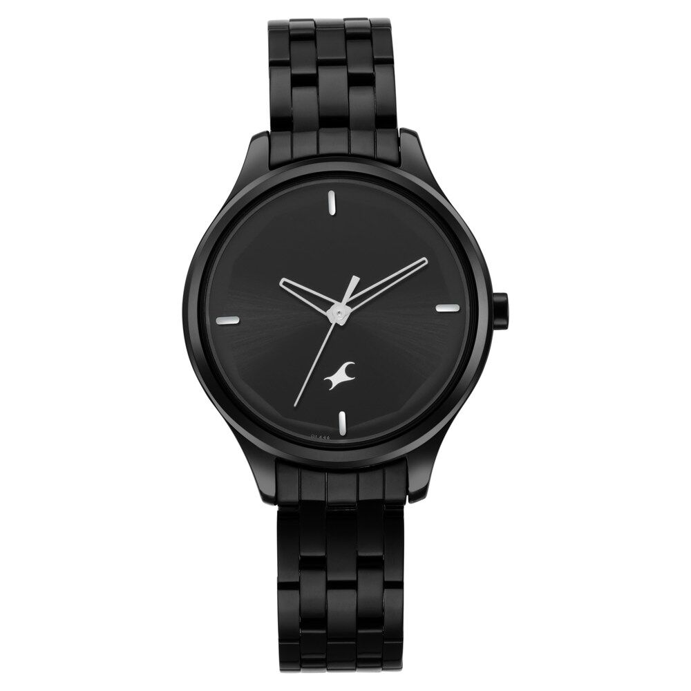Fastrack black metal best sale watch