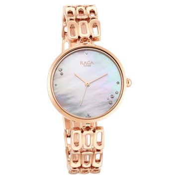 Titan Raga Chic Mother Of Pearl Dial Women Watch With Metal Strap