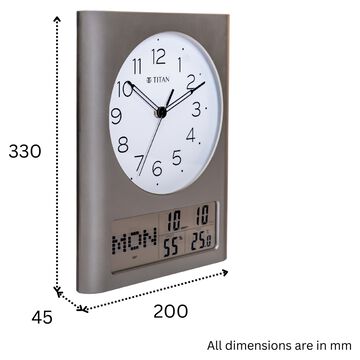 Titan Ana Digi Wall Clock - Modern Minimalist Dial and Grey LCD Panel Black Hands and Indices Decorative Wall Decor
